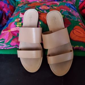 Madewell The Boardwalk Double Strap Slide Sandal In Desert Camel
